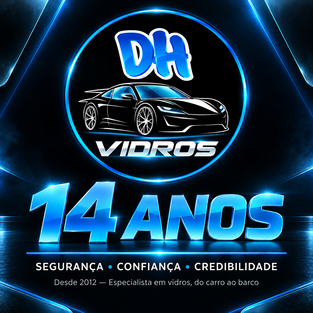 Selo de 14 anos da DH Vidros — Segurança, Confiança e Credibilidade